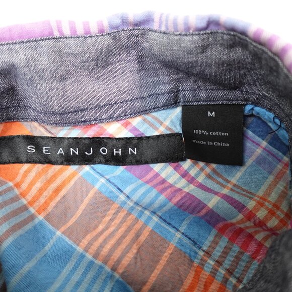 SEAN JOHN Shirt Mens Medium Short Sleeve Colorful Collared Button Up - Picture 2 of 10